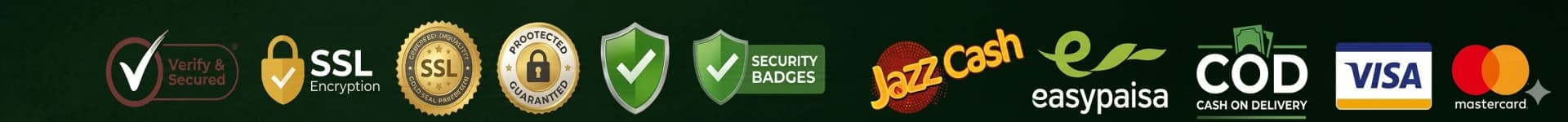 JazzCash · Easypaisa · COD · Visa · Mastercard · SSL Secured
