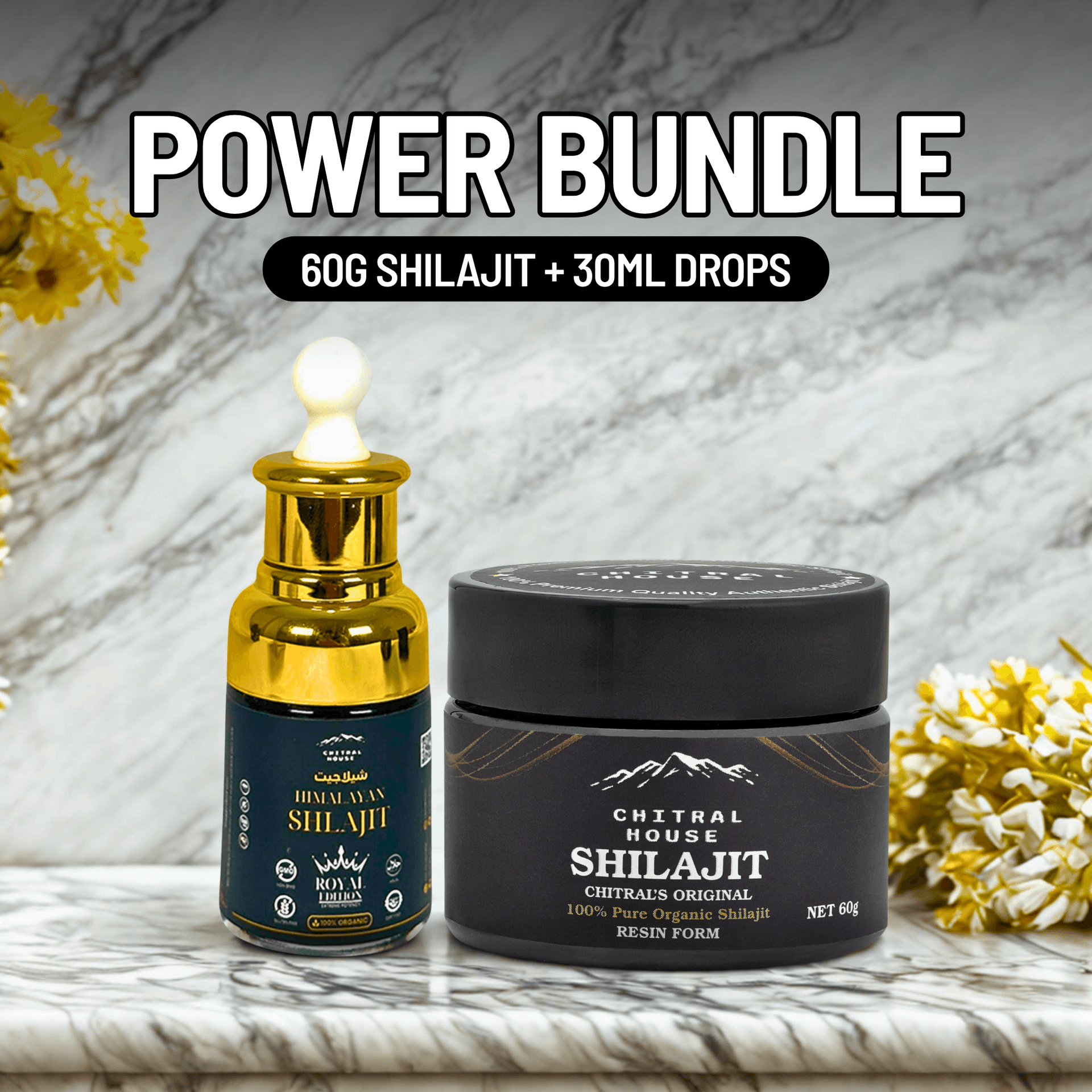 60g Shilajit + 30ml –  Drops Resin & Drops for Maximum Strength