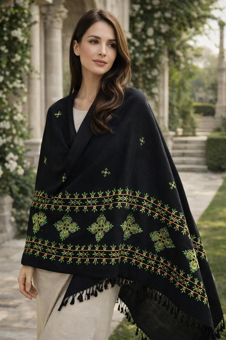 Premium Handwoven Shawl for women - Handmade Embroidery
