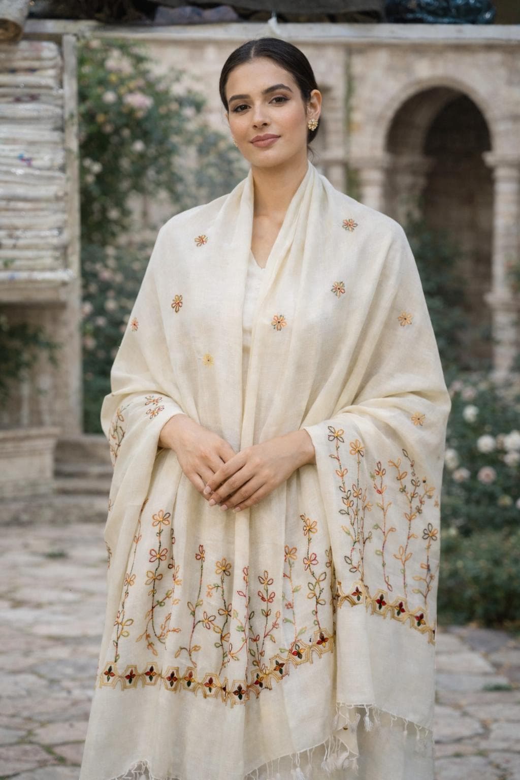 Premium Handwoven Shawl for women - Handmade Embroidery