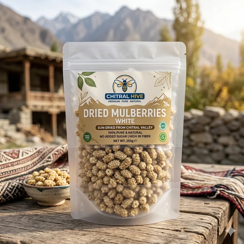 Organic Sun-Dried White Mulberries | Premium Chitrali White Toot